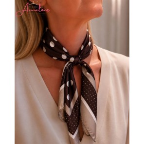 Dames sjaal korte hals sjaaltjes 531 polka dots bruin